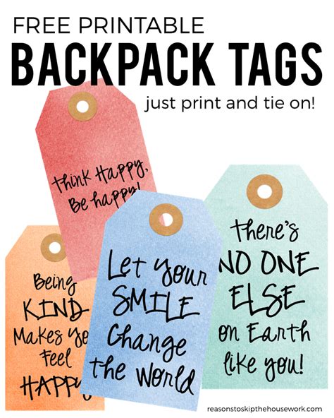 backpack tags reasons  skip  housework