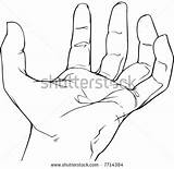 Hand Open Empty Drawing Palm Clipart Outline Stock Template Vector Drawings Palms Clip Cliparts Illustration Printable Tense sketch template