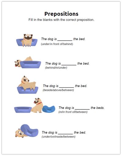 prepositions worksheet lets tefl