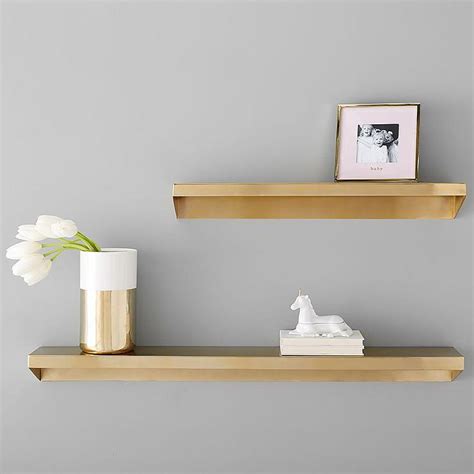 floating gold metal wall shelves