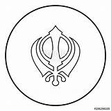 Khanda Sikhi Einfaches Sikh Pictogram Semplice Segno Icona Vectorified Farbillustration Flachen Beeld Eenvoudige Vlakke Stijl Eenvoudig sketch template