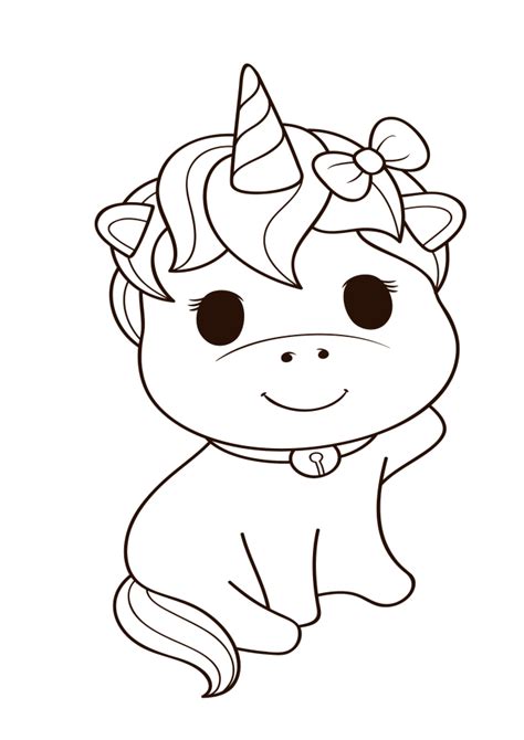 cute cartoon baby unicorn coloring pages