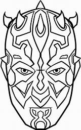 Darth Wars Maul Star Vader Coloring Drawing Easy Mask Drawings Characters Helmet Pages Draw Face Kids Step Ausmalbilder Printable Dessin sketch template