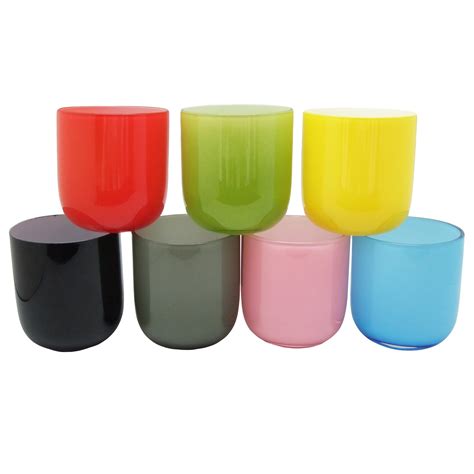 Hand Made 8oz Colored Glass Candle Jars With Lid Hand Blown Wholesale
