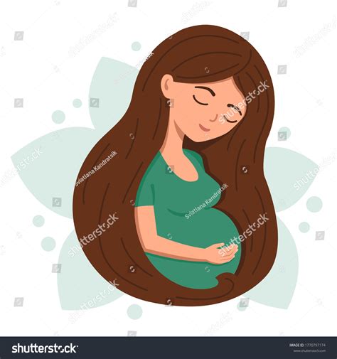 Happy Pregnant Girl Stroking Her Big Stock Vector Royalty Free