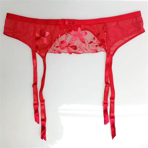 Solid Color Embroidery Flower Mesh Bow Sexy Garters Belts For Stockings