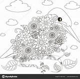 Ijsvogel Kingfisher Vectorillustratie Antistress Bloemen Kleurplaten sketch template