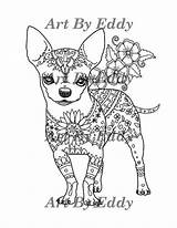 Chihuahua Coloring Pages Dog Adult Etsy Choose Board sketch template