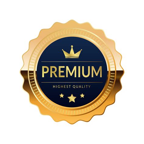 premium quality badge  blue  gold color  png