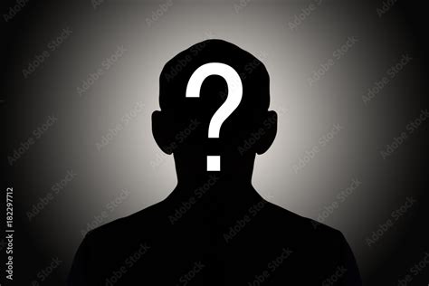 Silhouette Male On Gradient Background With White Question Mark Stock