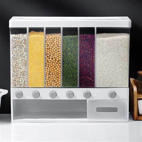 large capacity cereal dispenser press  dispense grain  compartment suitable  storing