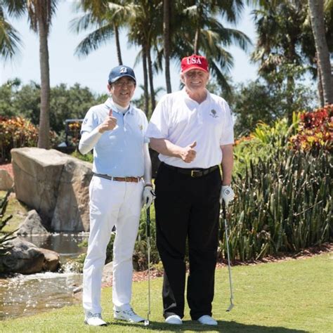 donald trump bonds with shinzo abe over golf