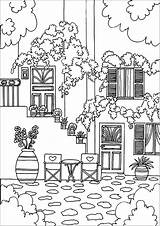 Architecture Adultos Adulti Architettura Grecque Zuhause Architektur Habitation Malbuch Erwachsene Jolie Plantes Coloriages Justcolor Fleurs Santorini Adultes Malvorlagen Bordar sketch template