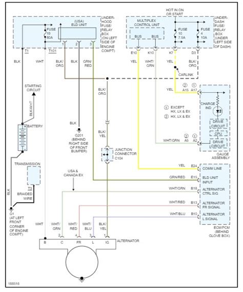 honda civic     alternator wiring diagram