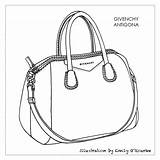 Drawing Designer Bag Handbags Handbag Illustration Purse Sketch Bags Disegno Gucci Givenchy Fashion Cad Belt Sketches Coloring Borse Borsa Authentic sketch template