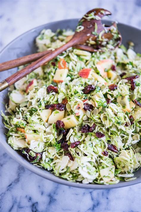 shaved brussels sprouts salad with cranberries and apples