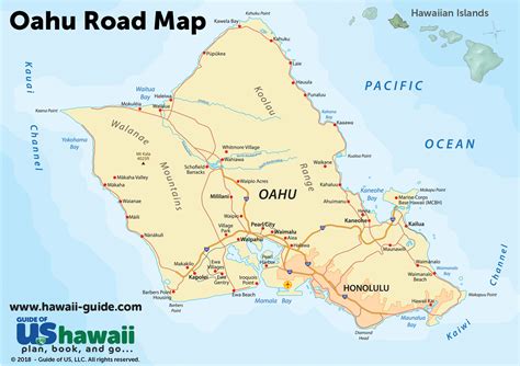 oahu hawaii maps travel road map  oahu