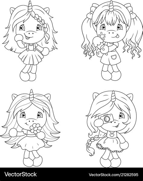 cute baby unicorns coloring page  girls vector image