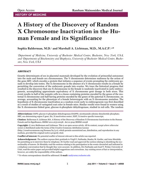 Pdf A History Of The Discovery Of Random X Chromosome