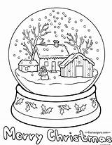 Coloring Pages Christmas Snow Globe Printable Kids Print sketch template