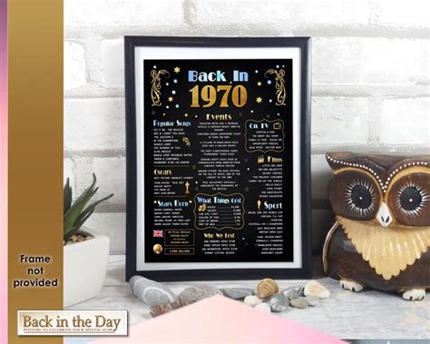 The Year You Were Born 1970 Celebration Chalkboard Style Etsy Uk