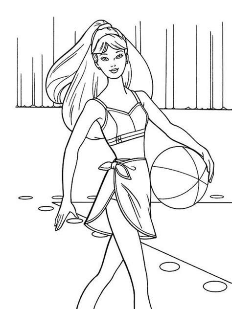 barbie swimsuit coloring pages images   finder