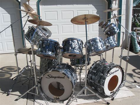 slingerland black diamond pearl double bass drum set