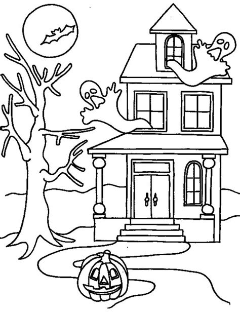 haunted house  halloween day coloring page  print