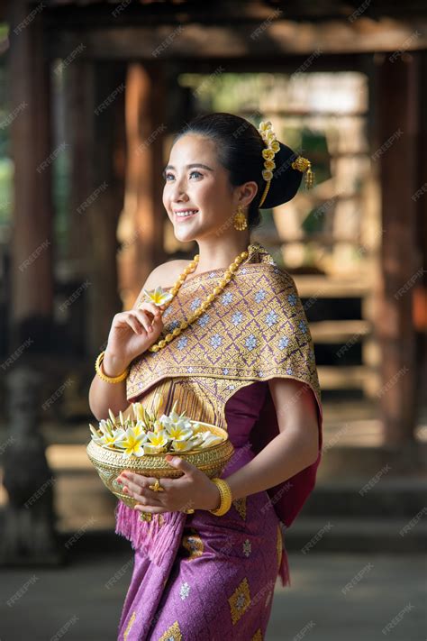 Premium Photo Asian Woman Wearing Traditional Laos Culture Beautiful