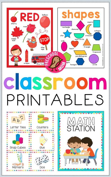 classroom printables   red blue  green colors  shown