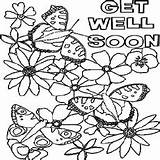 Well Soon Coloring Pages Flowers Card Printable Flower Butterflies Cards Printables Colouring Top Sunday School Online Kitty Hello Sheet Hospital sketch template