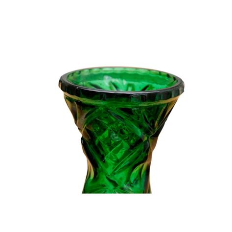 Cut Glass Emerald Green Flower Vase Chairish