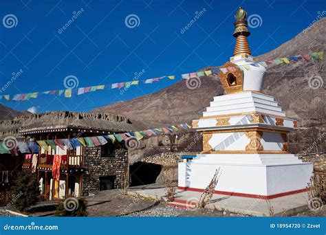 buddhist gompa   nepal himalaya stock photo image