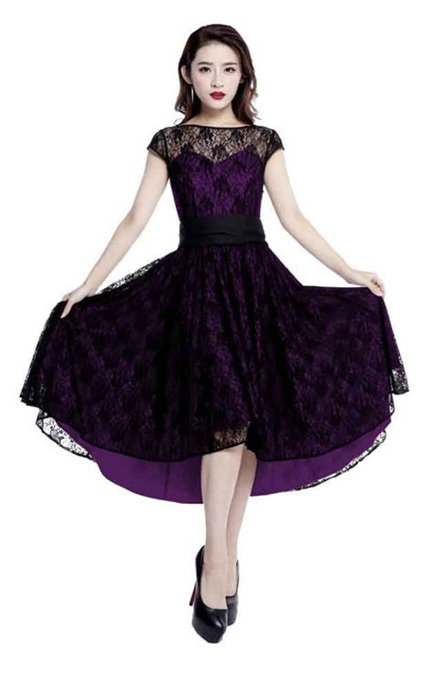 chic star purple lace swing dress