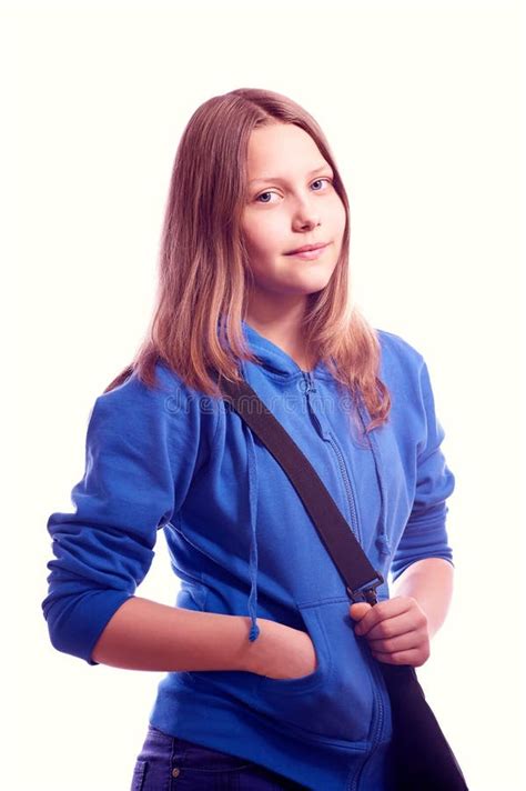 Teen Girl Standing With Schoolbag Stock Image Image Of Beauty Pretty