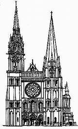 Chartres Catedral Elev Gbc Greatbuildings Arte Gotica Lápices Artísticos Realistas Cuaderno Bocetos sketch template