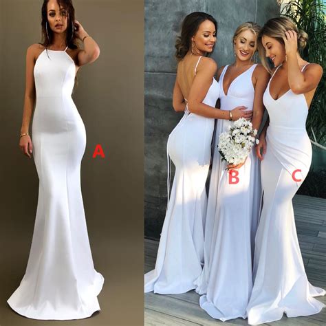 white bridesmaid dressesmismatched bridesmaid dresseslong sexy elegant  popular cheap