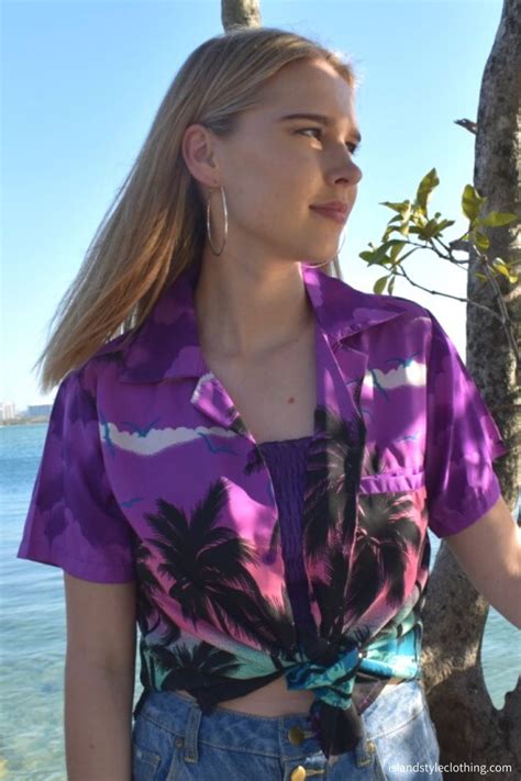 pretty in purple ladies hawaiian shirt blouse purple