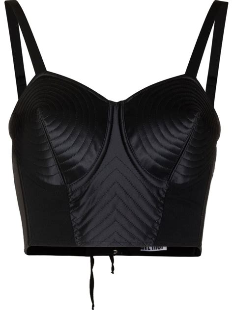 jean paul gaultier topstiched satin cropped top farfetch