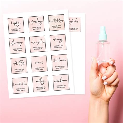 printable essential oil labels body spray collection shop simply reeni