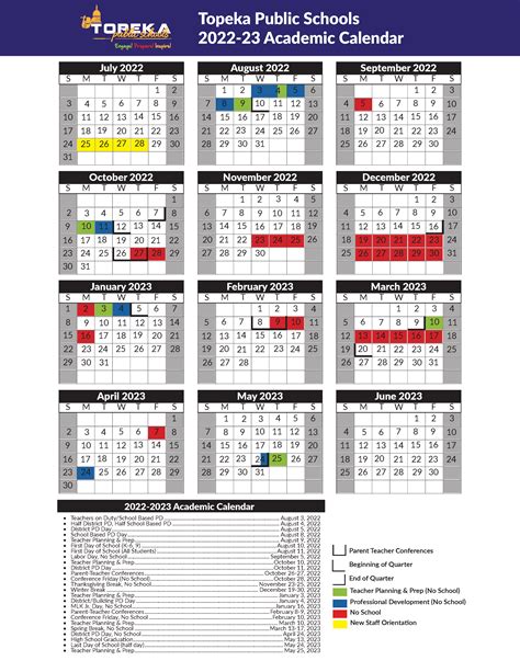 academic calendar topeka public schools