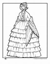 Coloring Victorian Pages Woman Dress Old Colouring Fashioned Ruffled Doll Print Adult Dresses Book Girls Books Victoria Women Vintage Lady sketch template