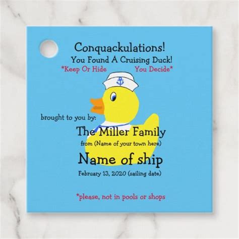 cruise duck tag template