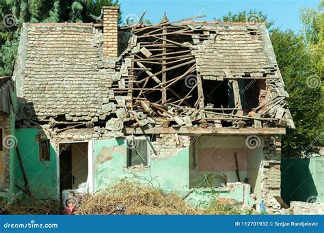 small   abandoned house demolished   earthquake destruction