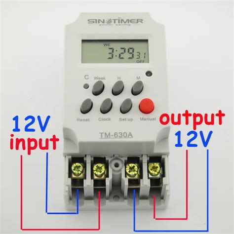 dc input  days programmable hrs mini timer switch time relay output load high power