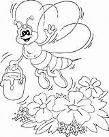 Coloring Pollen Bee Collecting sketch template