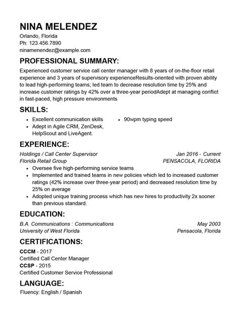 customer service resume templates  examples