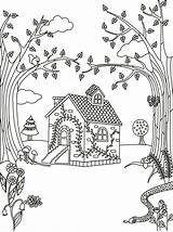 Coloring Pages Cottage Colouring Woods Book Adults Adult Toddler House Winter Path sketch template