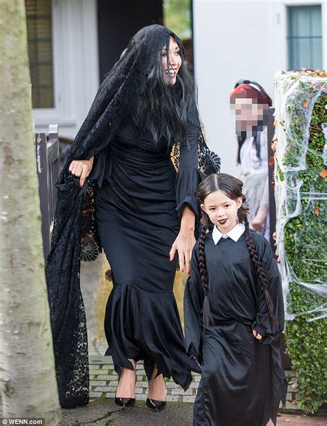 Myleene Klass Goes Trick Or Treating With Daughters Dressed As Morticia