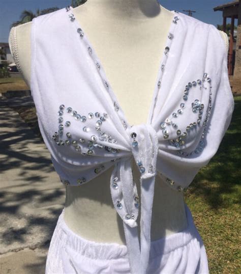 Belly Dance Costume White With Silver Sequins Ebay